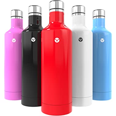Vremi 16 Ounce Stainless Steel Water Bottle - Double Walled Vacuum Insulated Metal Water Bottle Travel or Gym BPA Free with Leak Proof Lid - Keeps Drinks Hot or Cold Fits Standard Cup Holders - Red