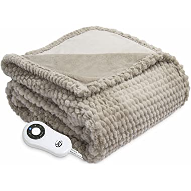 Serta Heated Electric  Honeycomb Faux Fur Throw- with 5 setting controller, 50 x 60