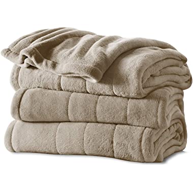 Sunbeam Heated Blanket | Microplush, 10 Heat Settings, Mushroom, Queen - BSM9KQS-R772-16A00