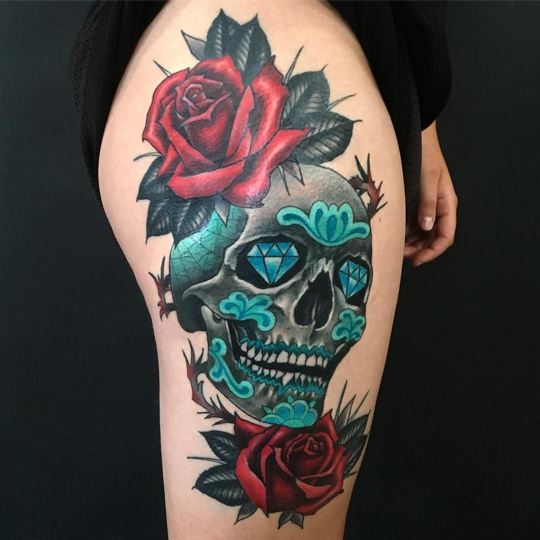 35 Watercolor Skull Tattoo Designs For Men and Women