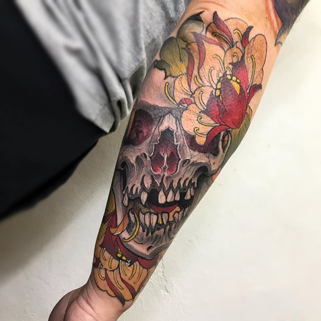 35 Watercolor Skull Tattoo Designs For Men and Women