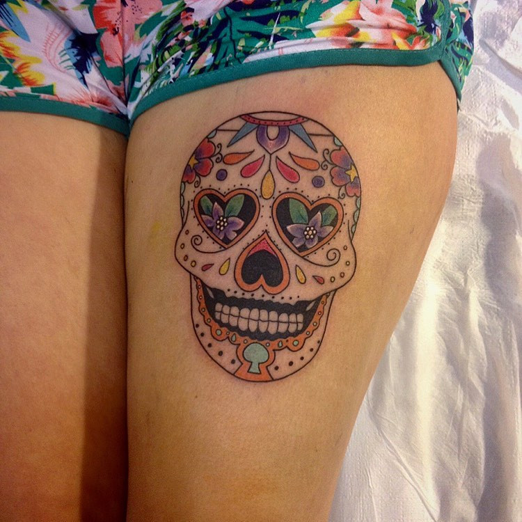 35 Watercolor Skull Tattoo Designs For Men and Women