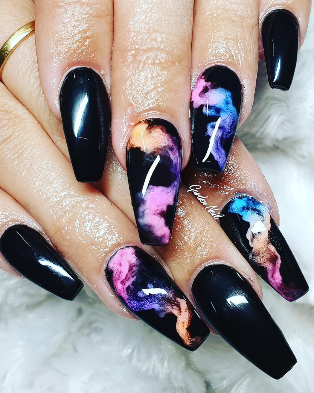 Pretty Acrylic Coffin Nails Designs Ideas for Summer,acrylic nails coffin ombre,coffin acrylic nails ideas,coffin acrylic nails long