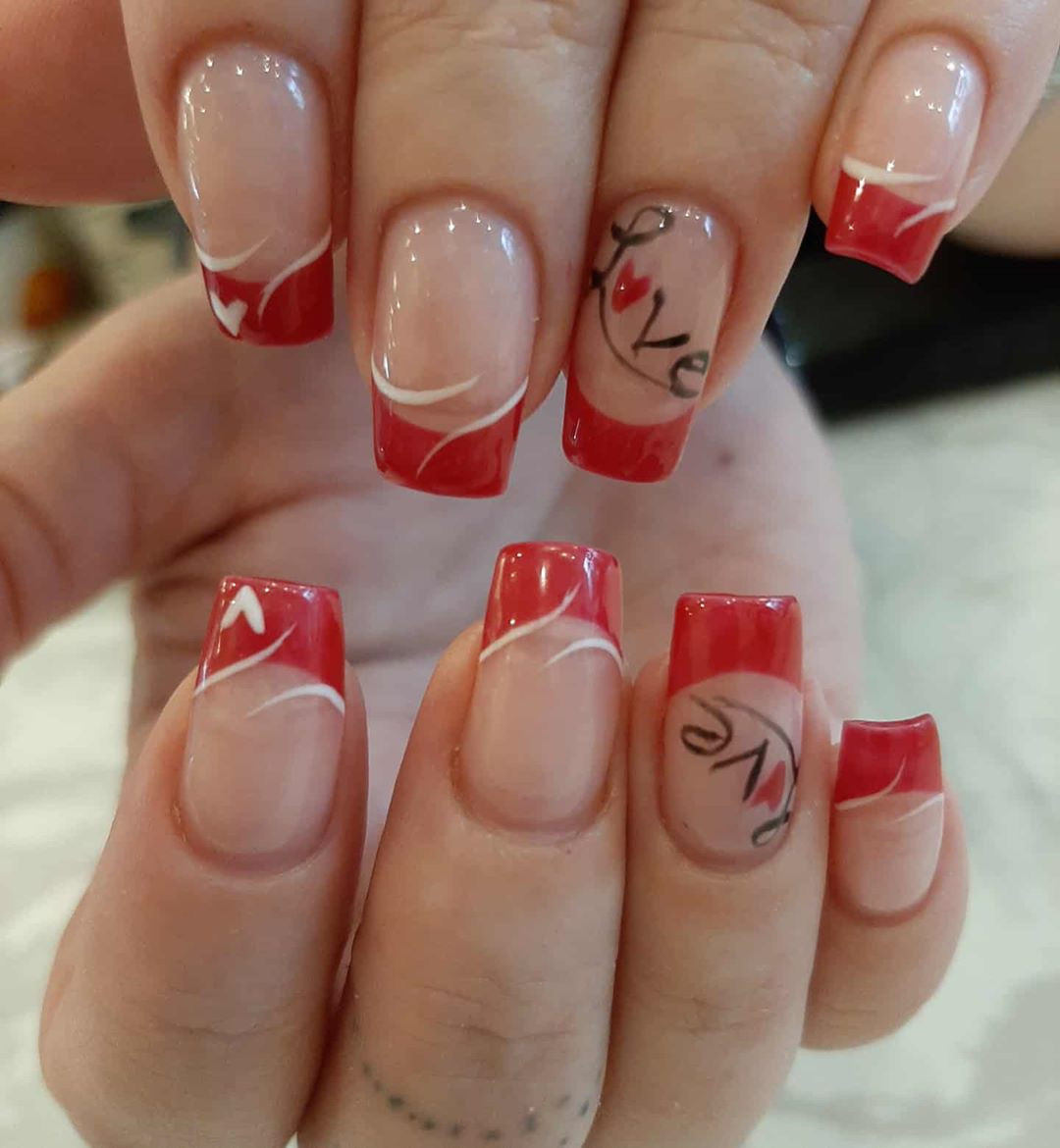 35 Valentine's Day Nail Designs You'll Fall Head Over Heels,valentines day nails 2020,valentines day nails coffin,valentines day nails 2020