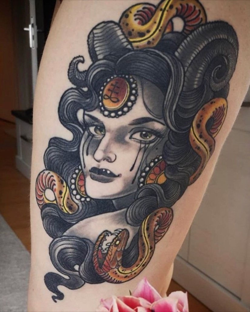50 Medusa Tattoo Designs For Men and Women,beautiful medusa tattoo,medusa tattoo hand,versace medusa tattoo,medusa tattoo chest