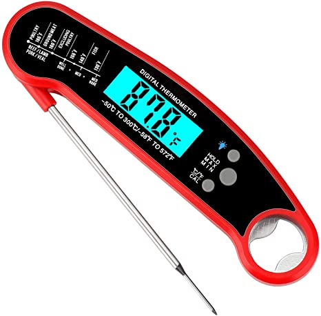 Nescope Digital Meat Thermometer Instant Read Waterproof Food Thermometer BBQ thermometer with Backlight Magnet Calibration Thermometer for Kitchen Outdoor Cooking BBQ Grill Candy